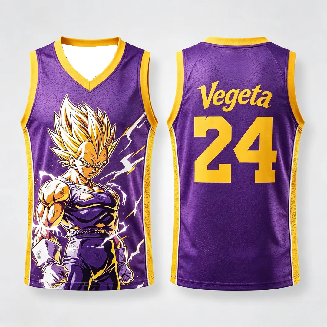 Dragon Ball Vegeta Super Saiyan #23 Basketball Jersey Tank Top Anime Print Breathable Sportswear Unisex Streetwear for Fans Kids