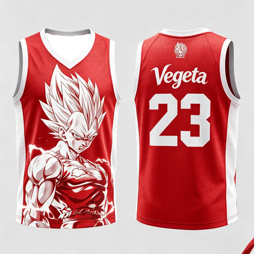 Dragon Ball Vegeta Super Saiyan #23 Basketball Jersey Tank Top Anime Print Breathable Sportswear Unisex Streetwear for Fans Kids