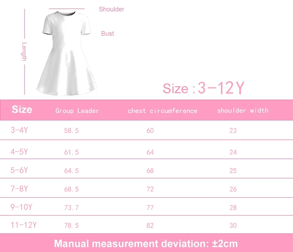 Girl Ice Princess Printed T-shirt Dress, Blue and White Fairy Tale Children's Party Casual Dress Suitable for Birthday Gifts
