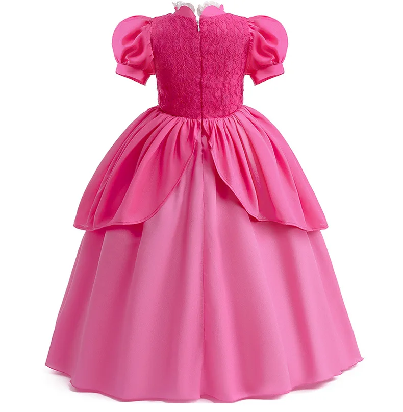 Peach Princess Costume For Girls Ball Gown Princess Dress Kids Cosplay Halloween Carnival Birthday Party Dress for 3-10 years