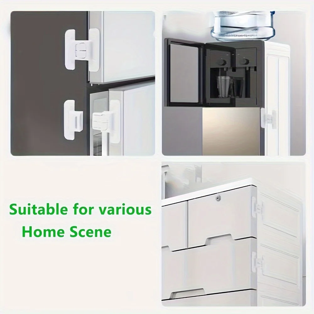 8Pcs Universal Refrigerator Lock Household Refrigerator Door Closer Multi-function Cabinet Door Lock Kids Security Protection