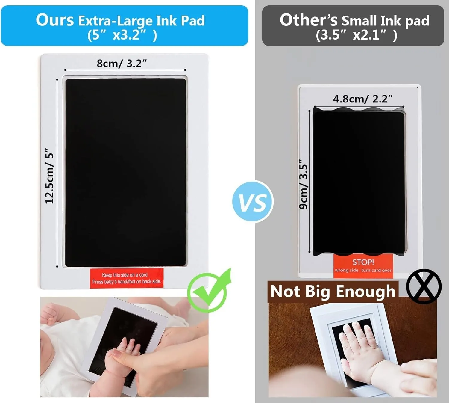 Newborn Baby Handprint and Footprint Paw Print Kit 1 Clean Touch Ink Pads 2 Imprint Cards Pet Inkless Infant Hand and Feet Stamp