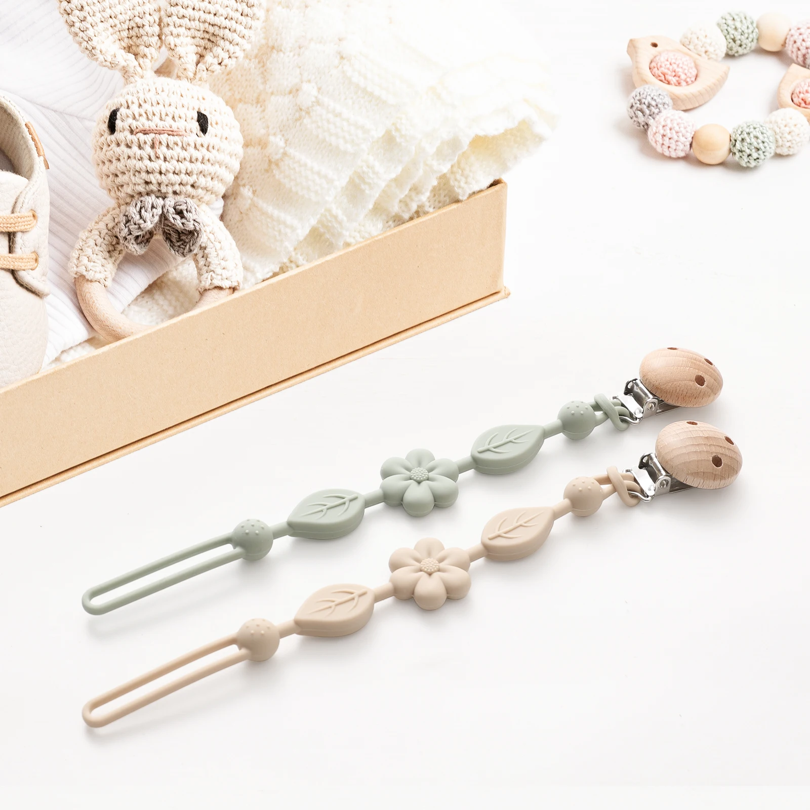 1pcs Baby Silicone Pacifier Chains, Flower Anti Loss Adjustable Pacifier Holder For Newborn, Suitable For Baby Toy Products