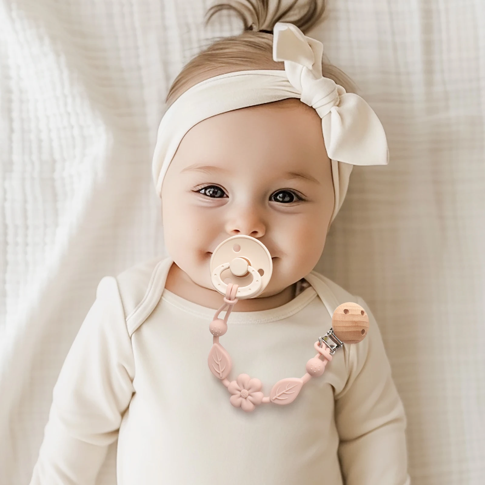 1pcs Baby Silicone Pacifier Chains, Flower Anti Loss Adjustable Pacifier Holder For Newborn, Suitable For Baby Toy Products