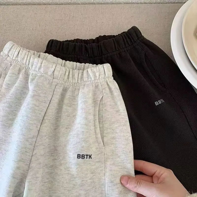 Baby Children's Casual Pants 1-11Y Spring 2026 Teens Girl Boys Solid Color Trousers Girls Loose Outdoor Sweatpants Sports Pants