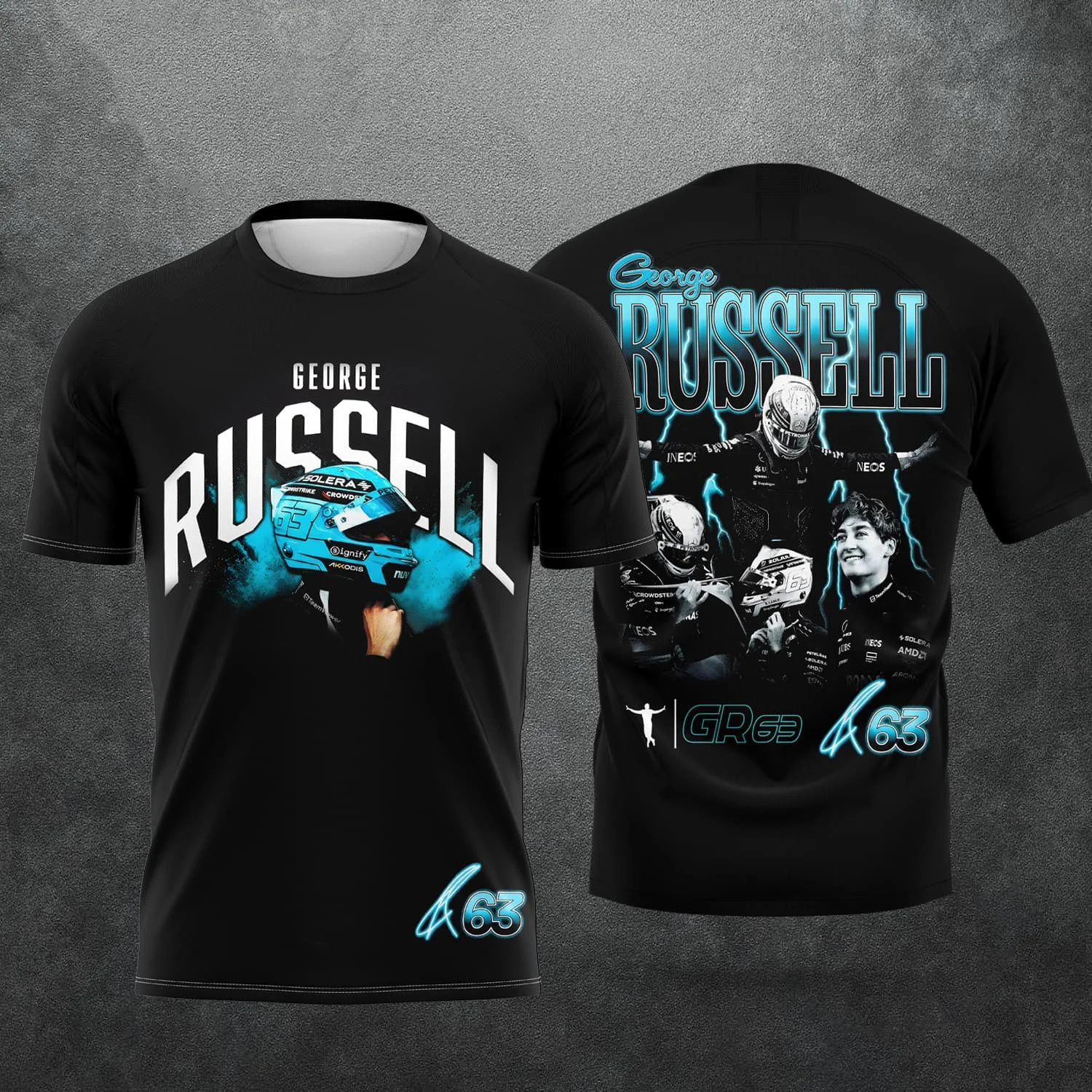 2026 New Racing No. 63 Rider George Russell Fan 3D Printed Pattern T-Shirt Men Women Summer Casual Short Sleeve Family Matching