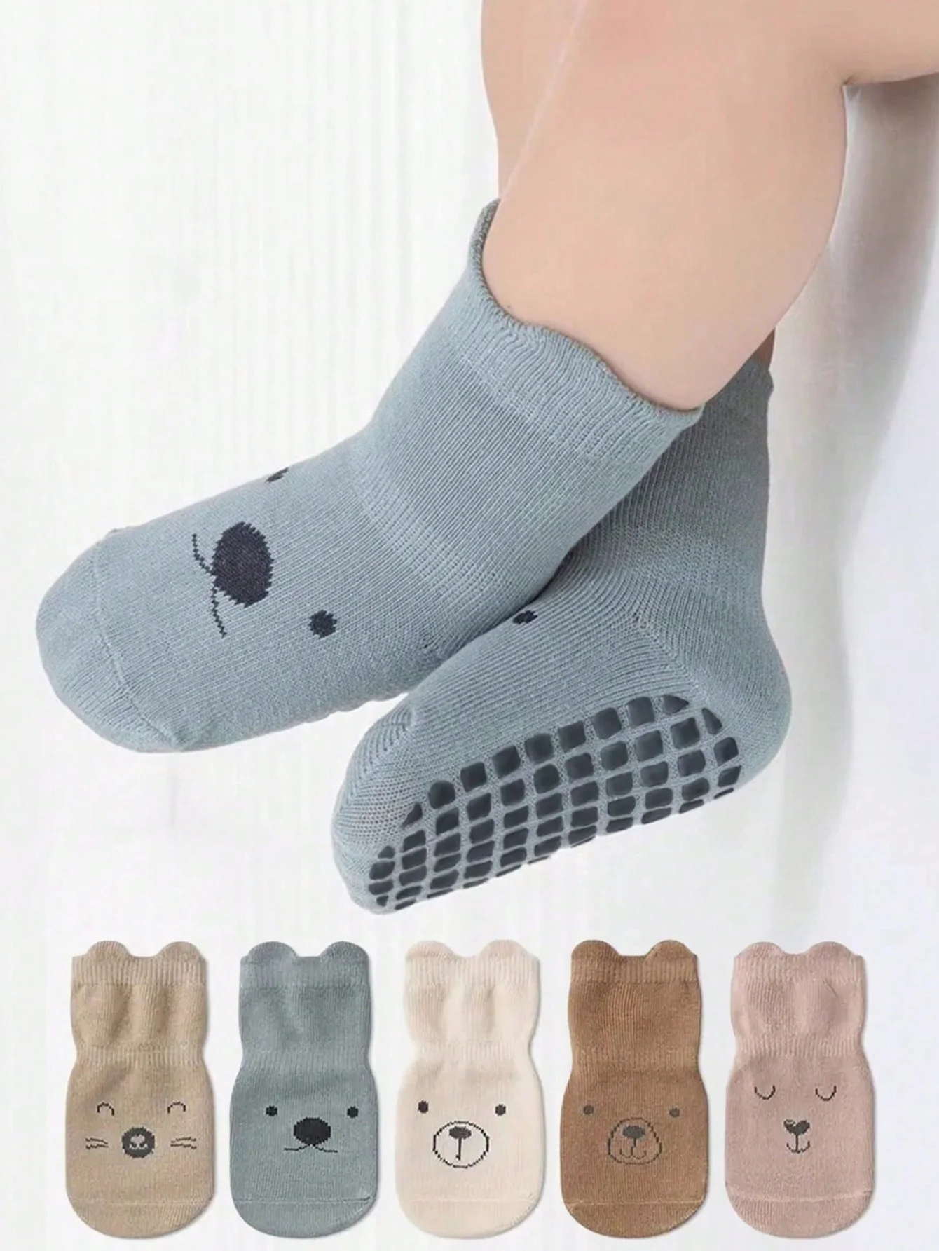 5 Pairs of Baby Floor Socks for All Seasons Kidsren's Non-Slip Baby Toddler Socks Soft Bottom Indoor Cute Boys and Girls Socks