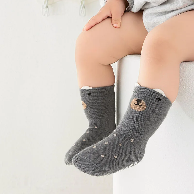 5 Pairs Kids Non-slip Socks Cotton Boys and Girls Cute Cartoon Patterned Comfy Breathable Baby Toddler Floor Socks