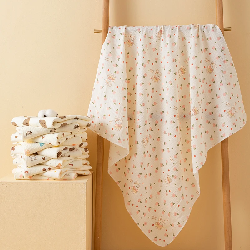Simple Style Printed Baby Blanket Made of Gauze Material, Newborn Swaddle Blanket, Baby Swaddle Blanket, Gauze Wrap, Bedding, Baby Bath Towel, Infant Products