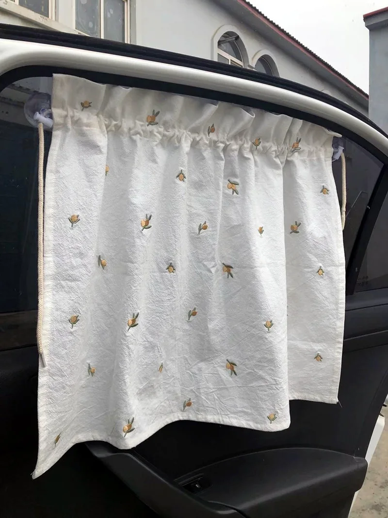 Baby Car Curtain Sun Protection Sunshade for Children UV Protect Window Curtain Kawaii Embroidered Bear Cart Accessories