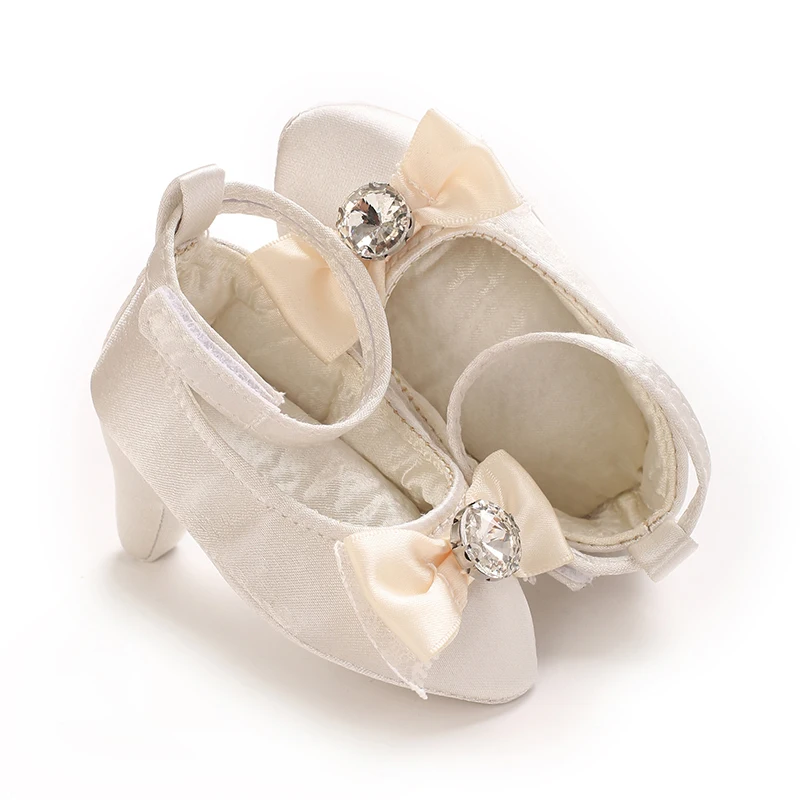 Infant Pre-Walker Shoes 0-18M Baby Girls Princess Bow Shoes Solid Color Fashion Party Walking Footwear