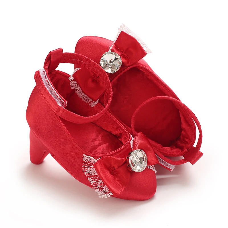 Infant Pre-Walker Shoes 0-18M Baby Girls Princess Bow Shoes Solid Color Fashion Party Walking Footwear