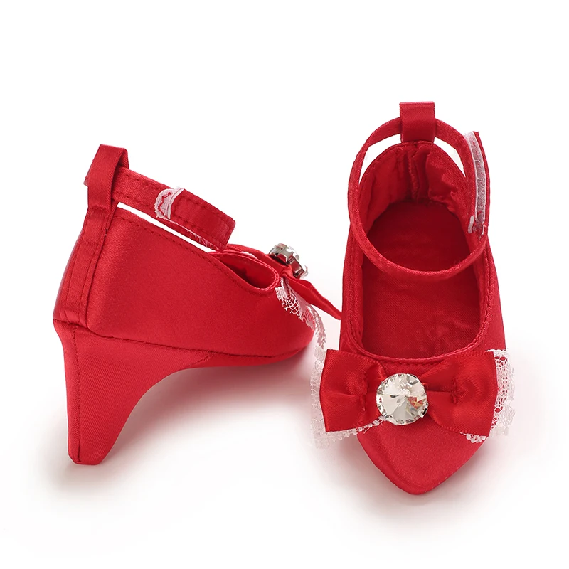 Infant Pre-Walker Shoes 0-18M Baby Girls Princess Bow Shoes Solid Color Fashion Party Walking Footwear