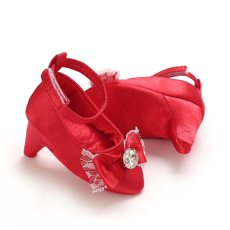 Infant Pre-Walker Shoes 0-18M Baby Girls Princess Bow Shoes Solid Color Fashion Party Walking Footwear