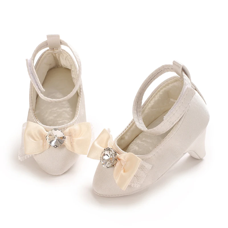 Infant Pre-Walker Shoes 0-18M Baby Girls Princess Bow Shoes Solid Color Fashion Party Walking Footwear