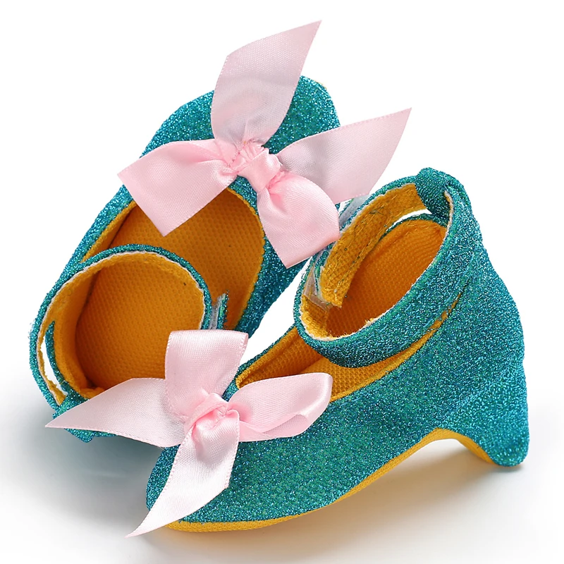 Infant Pre-Walker Shoes 0-18M Baby Girls Princess Bow Shoes Solid Color Fashion Party Walking Footwear