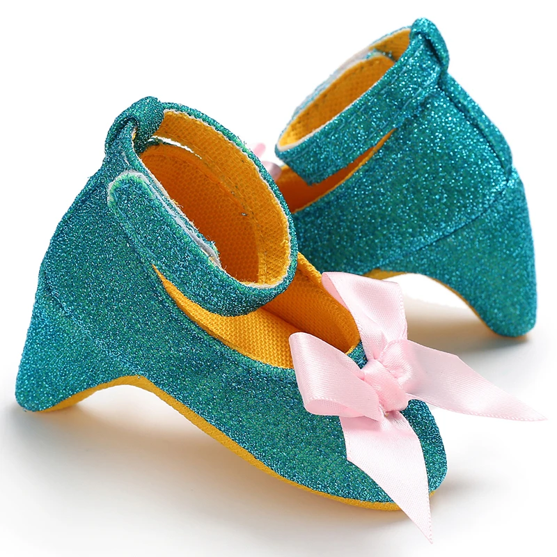 Infant Pre-Walker Shoes 0-18M Baby Girls Princess Bow Shoes Solid Color Fashion Party Walking Footwear
