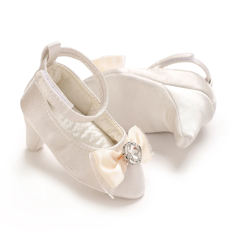 Infant Pre-Walker Shoes 0-18M Baby Girls Princess Bow Shoes Solid Color Fashion Party Walking Footwear