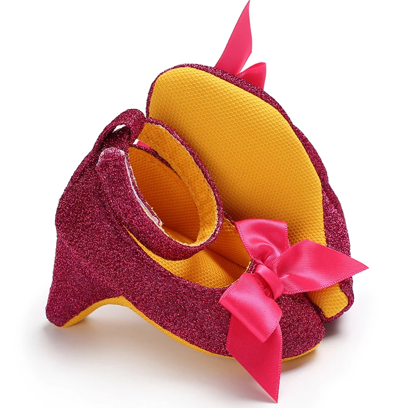 Infant Pre-Walker Shoes 0-18M Baby Girls Princess Bow Shoes Solid Color Fashion Party Walking Footwear