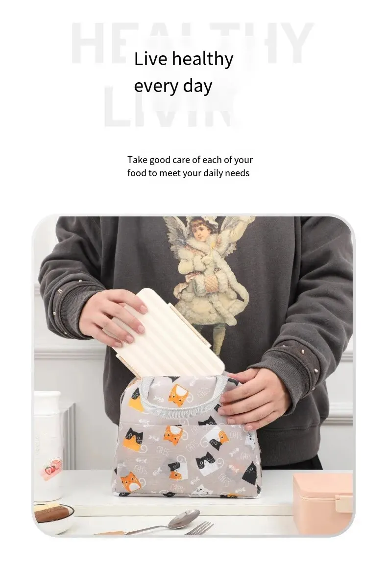 Cartoon Lunch Bag Portable Insulated Thermal Heat Children's Bento Bag Picnic Tote Kid School Lunch Box Bags Cooler Ice Pack New