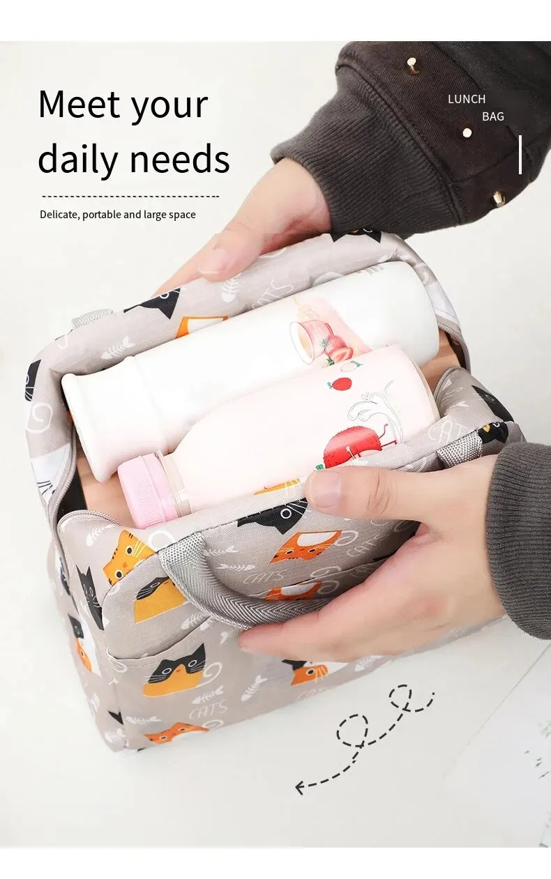 Cartoon Lunch Bag Portable Insulated Thermal Heat Children's Bento Bag Picnic Tote Kid School Lunch Box Bags Cooler Ice Pack New