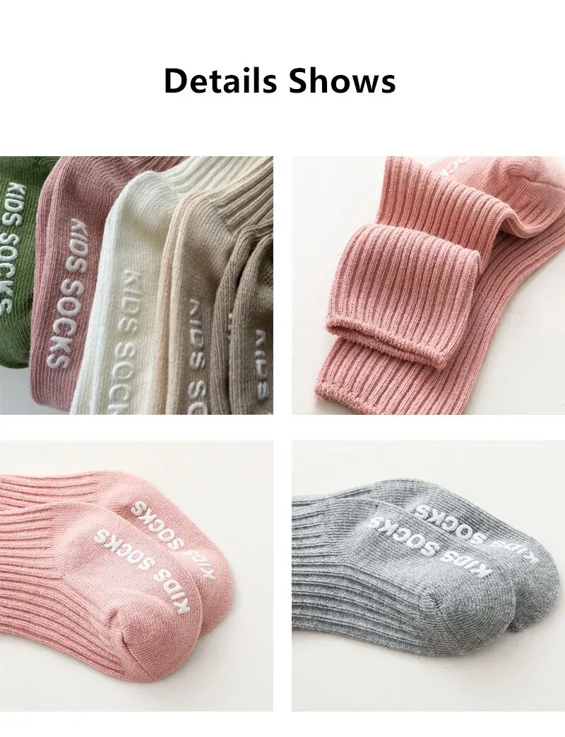 3Pairs/Lot Baby Socks Boys Girls Cotton Stripe Soft Sock Kids Toddler Non-Slip Rubber Grips Floor Socken For 0-3 Years