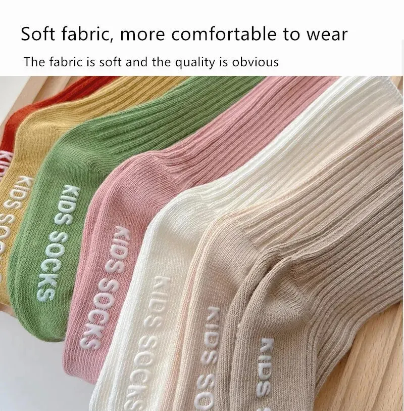 3Pairs/Lot Baby Socks Boys Girls Cotton Stripe Soft Sock Kids Toddler Non-Slip Rubber Grips Floor Socken For 0-3 Years