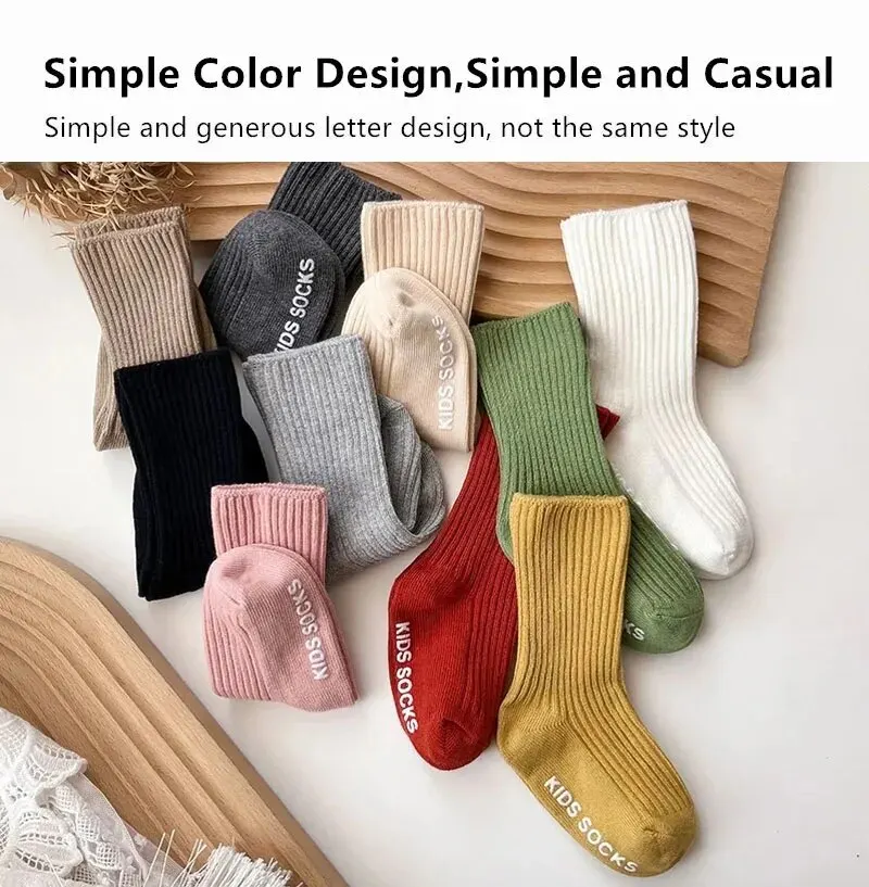 3Pairs/Lot Baby Socks Boys Girls Cotton Stripe Soft Sock Kids Toddler Non-Slip Rubber Grips Floor Socken For 0-3 Years