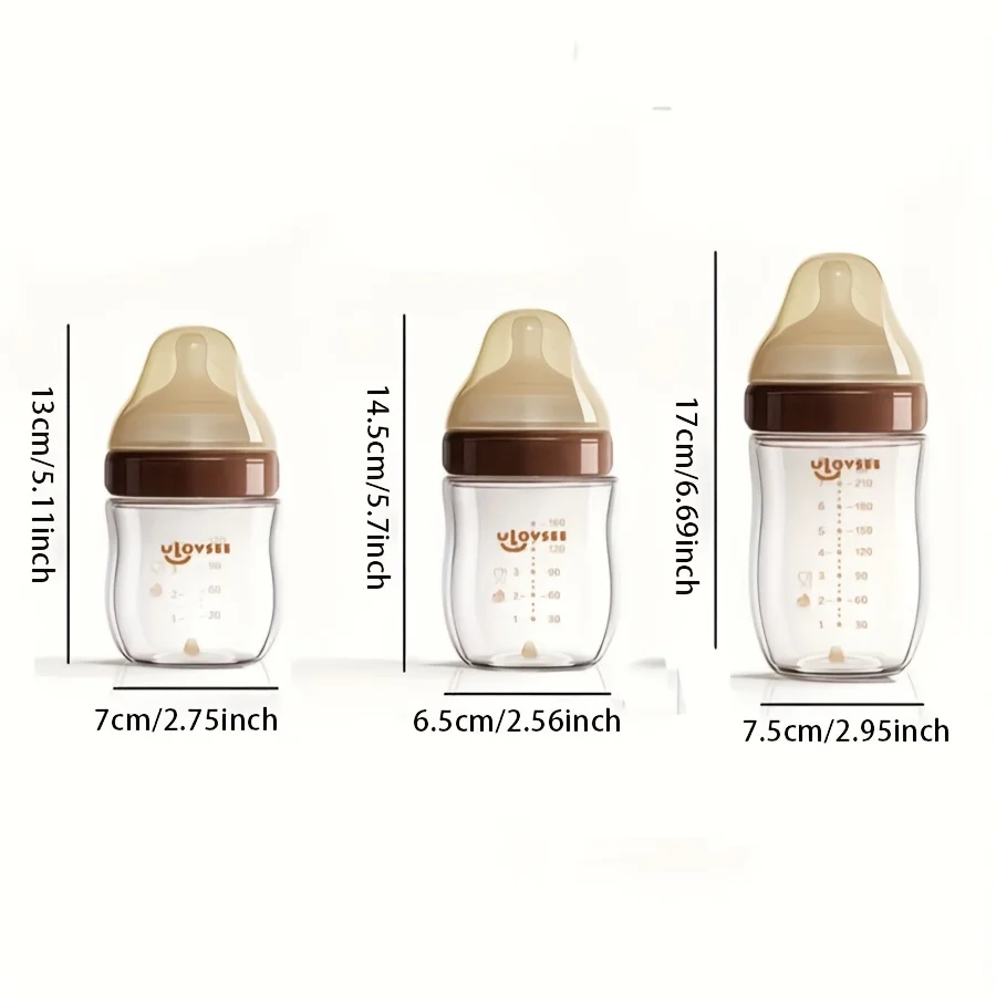 4oz,8oz High Borosilicate Glass Baby Bottle,Nipple,Wide-Neck Feeding Bottle with Bottom Air Balance Hole/Valve,Glass Milk Bottle
