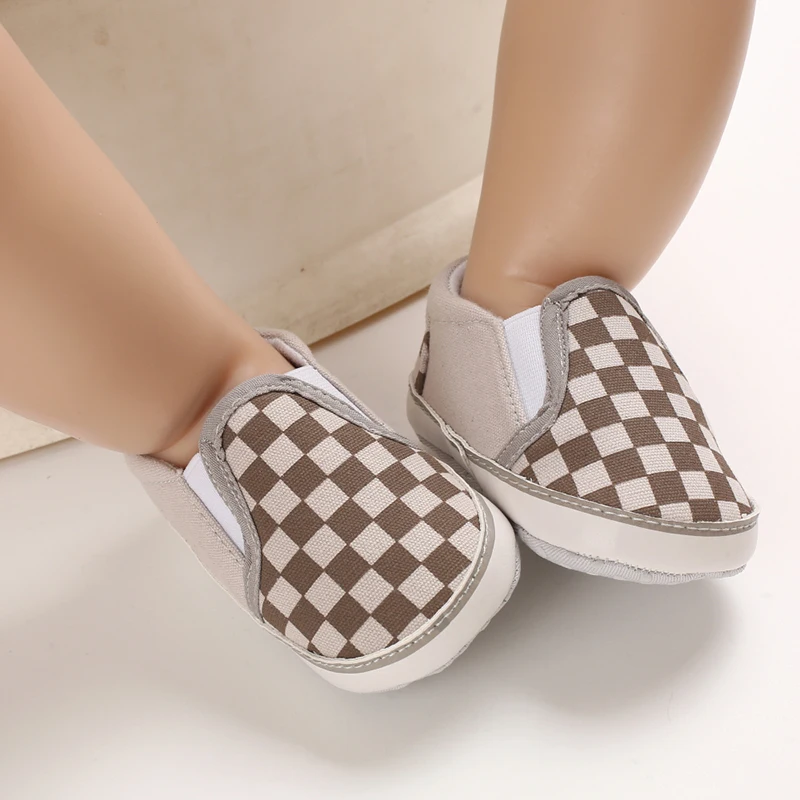 2025 New Baby Canvas Sneakers Anti-slip Soft Plaid Baby Boy Girl Shoes Newborns First Walkers Infant Baby Unisex Casual Shoes
