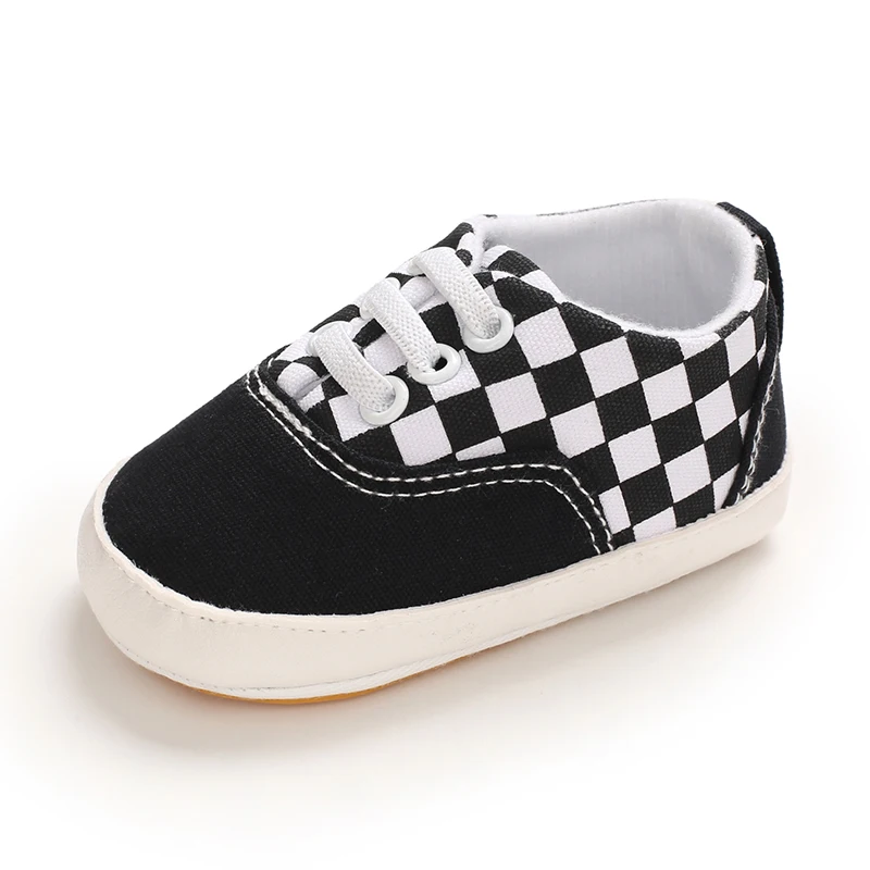 2025 New Baby Canvas Sneakers Anti-slip Soft Plaid Baby Boy Girl Shoes Newborns First Walkers Infant Baby Unisex Casual Shoes