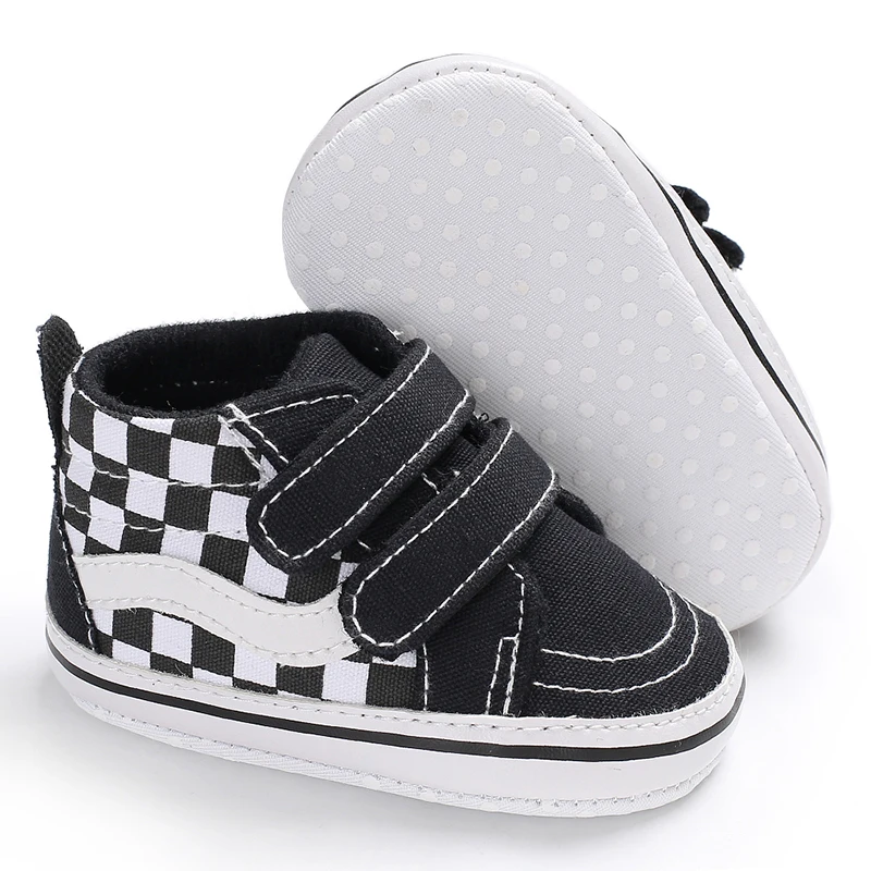 2025 New Baby Canvas Sneakers Anti-slip Soft Plaid Baby Boy Girl Shoes Newborns First Walkers Infant Baby Unisex Casual Shoes