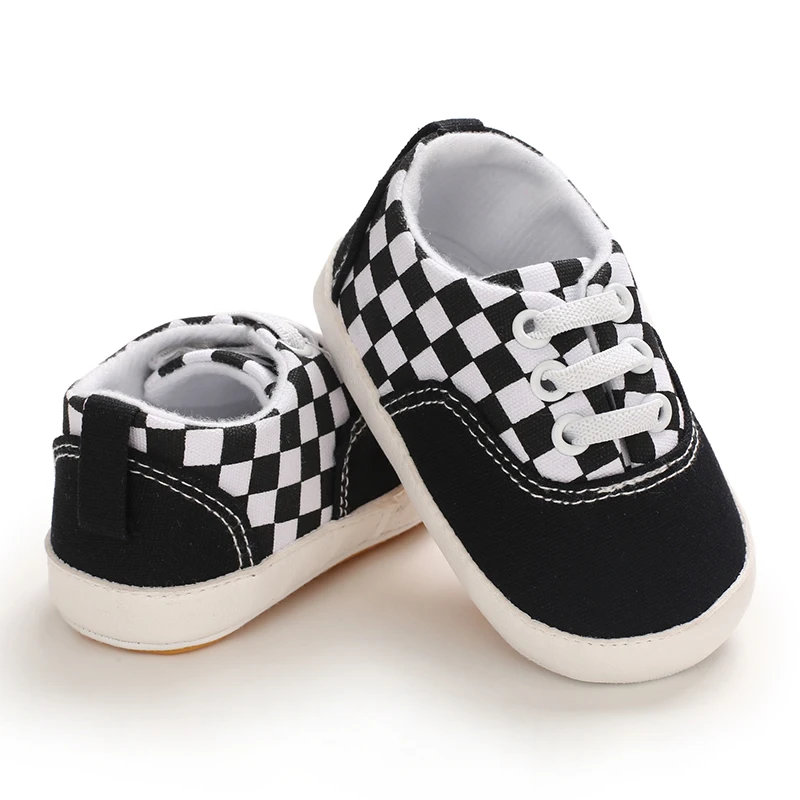 2025 New Baby Canvas Sneakers Anti-slip Soft Plaid Baby Boy Girl Shoes Newborns First Walkers Infant Baby Unisex Casual Shoes