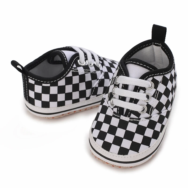 2025 New Baby Canvas Sneakers Anti-slip Soft Plaid Baby Boy Girl Shoes Newborns First Walkers Infant Baby Unisex Casual Shoes
