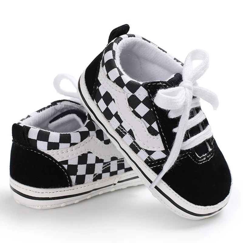 2025 New Baby Canvas Sneakers Anti-slip Soft Plaid Baby Boy Girl Shoes Newborns First Walkers Infant Baby Unisex Casual Shoes
