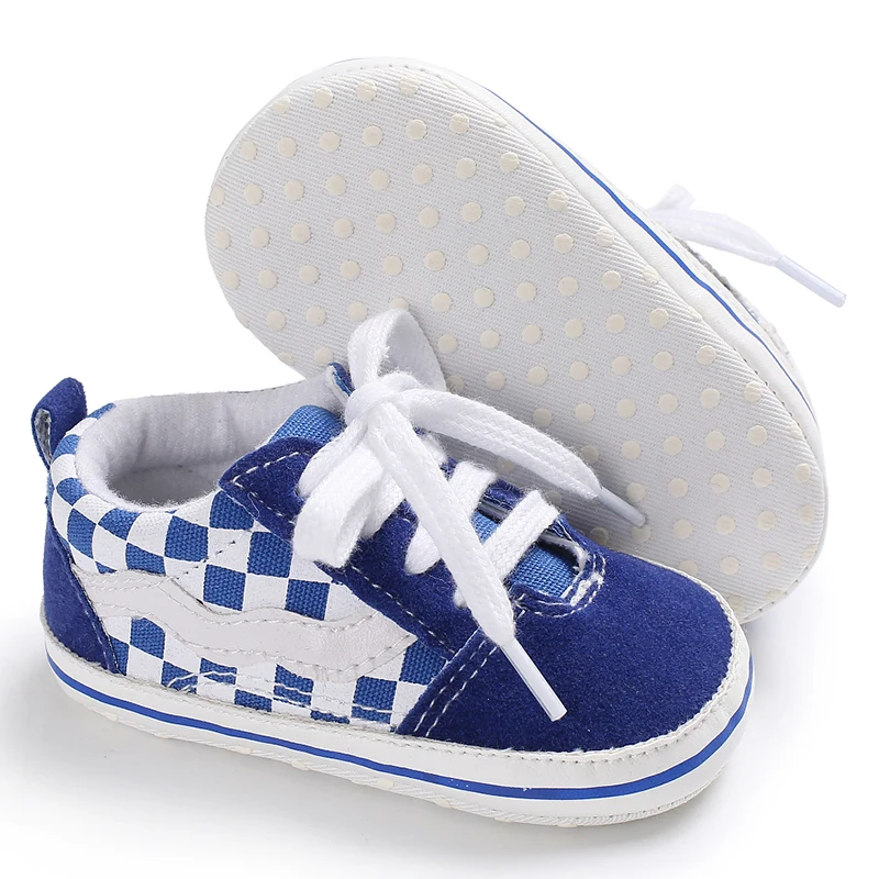 2025 New Baby Canvas Sneakers Anti-slip Soft Plaid Baby Boy Girl Shoes Newborns First Walkers Infant Baby Unisex Casual Shoes
