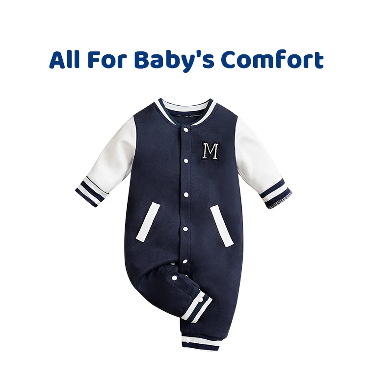 Jumpsuit Newborn Baby Baseball uniform Spring and Autumn 0-18 months Boys Cotton Baby Onesie Clothes Romper Embroidery Preschool