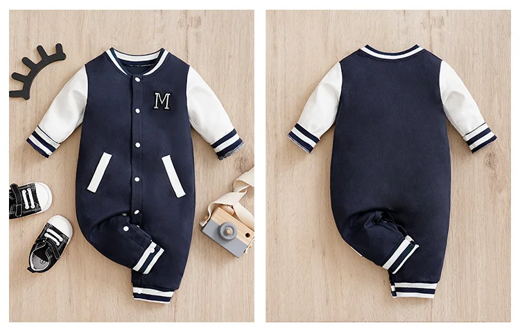 Jumpsuit Newborn Baby Baseball uniform Spring and Autumn 0-18 months Boys Cotton Baby Onesie Clothes Romper Embroidery Preschool
