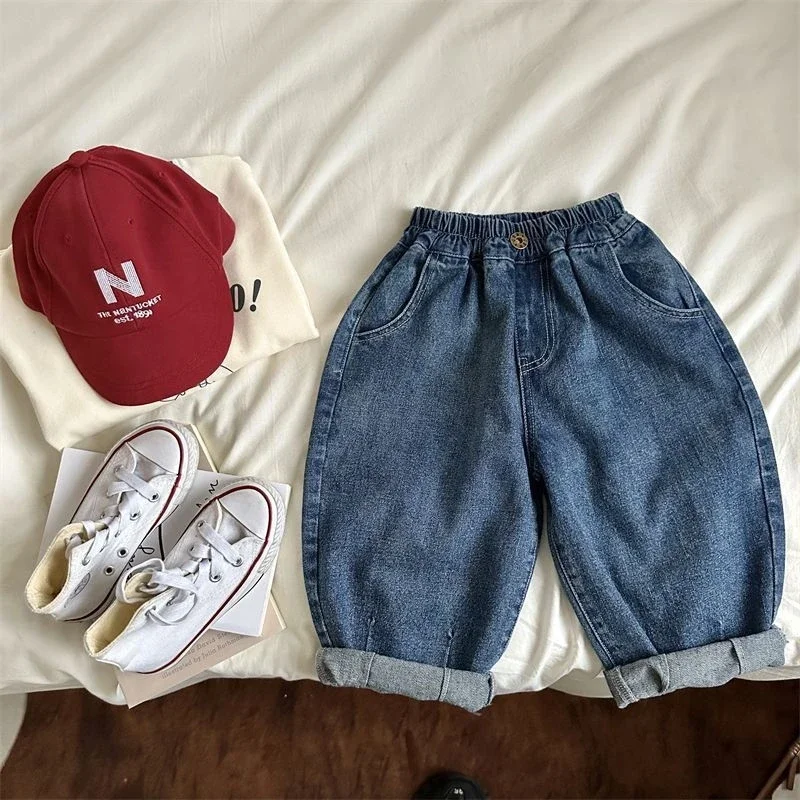 New Spring Summer Children's Clothes Girls Jeans Cotton Loose Baby Boys Harem Pants 1-7Year Toddler Kids Casual Denim Trousers