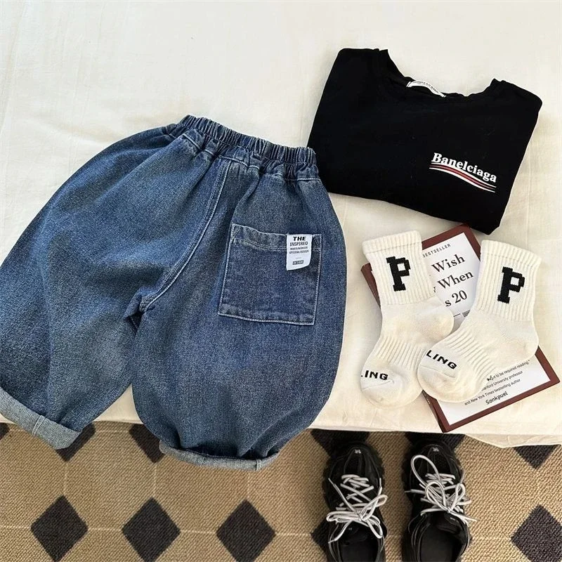 New Spring Summer Children's Clothes Girls Jeans Cotton Loose Baby Boys Harem Pants 1-7Year Toddler Kids Casual Denim Trousers