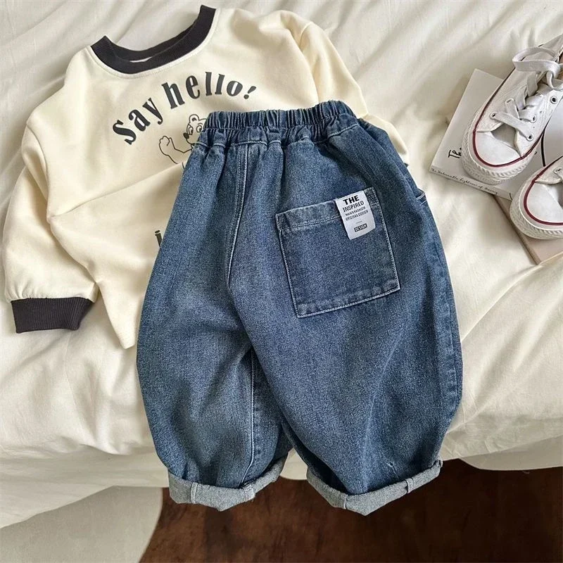 New Spring Summer Children's Clothes Girls Jeans Cotton Loose Baby Boys Harem Pants 1-7Year Toddler Kids Casual Denim Trousers
