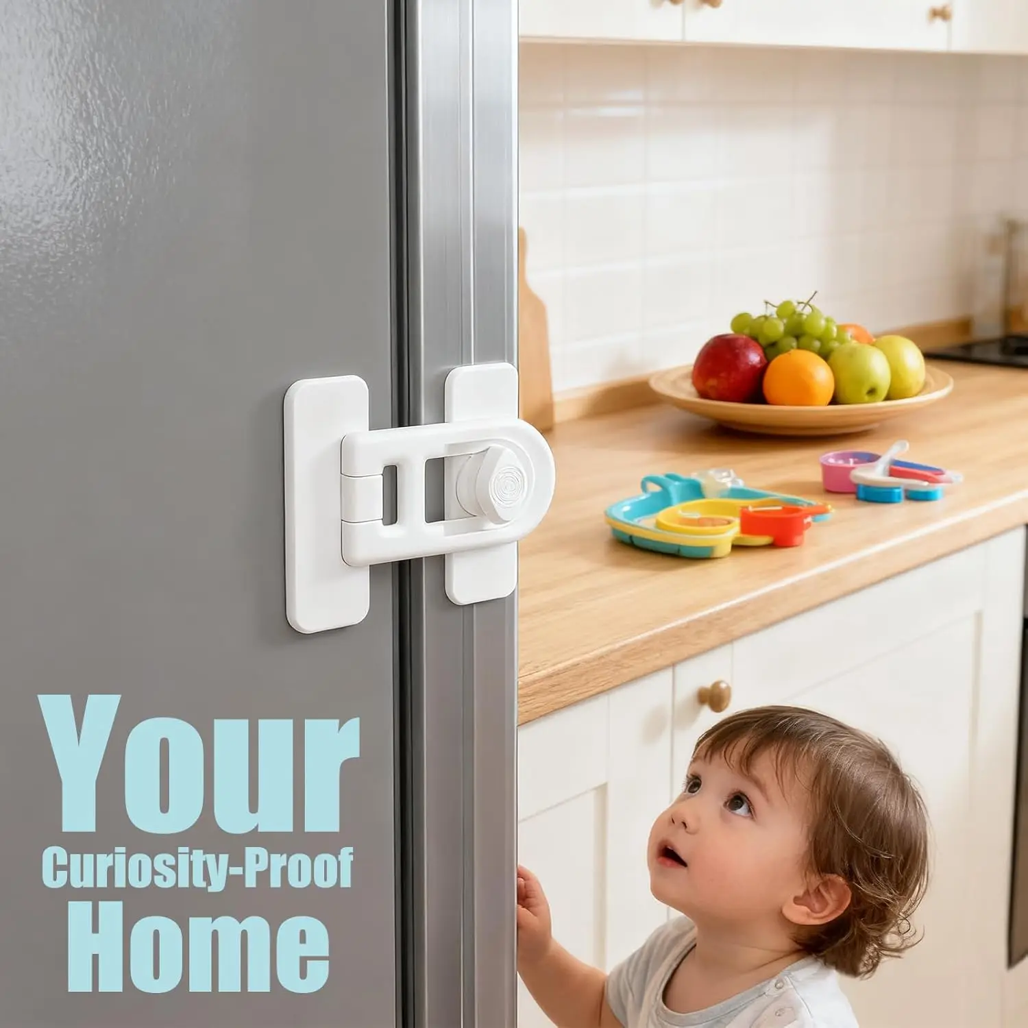 Refrigerator Door Lock for Kids Child Safety Freezer Oven Cabinet Baby Proofing Lock Adhesive Keyless Fridge Lock