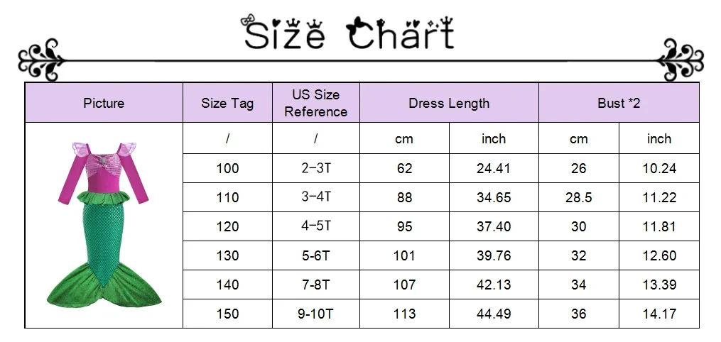 Ariel Little Mermaid Short Sleeve Tulle Dress for Girls Cosplay Princess Costume Carnival Birthday Party Outfit 2-8Y Vestido