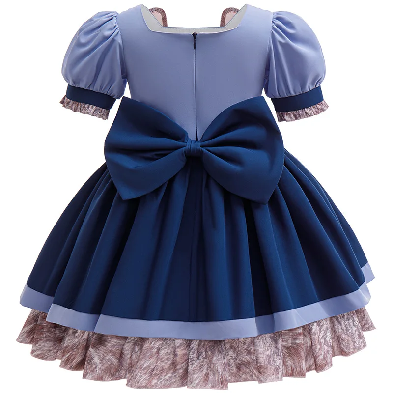 New Moives Bunny Judy Girl Dress Costume Halloween Cosplay Dress Birthday Gift Carnival Party Kids Outfit