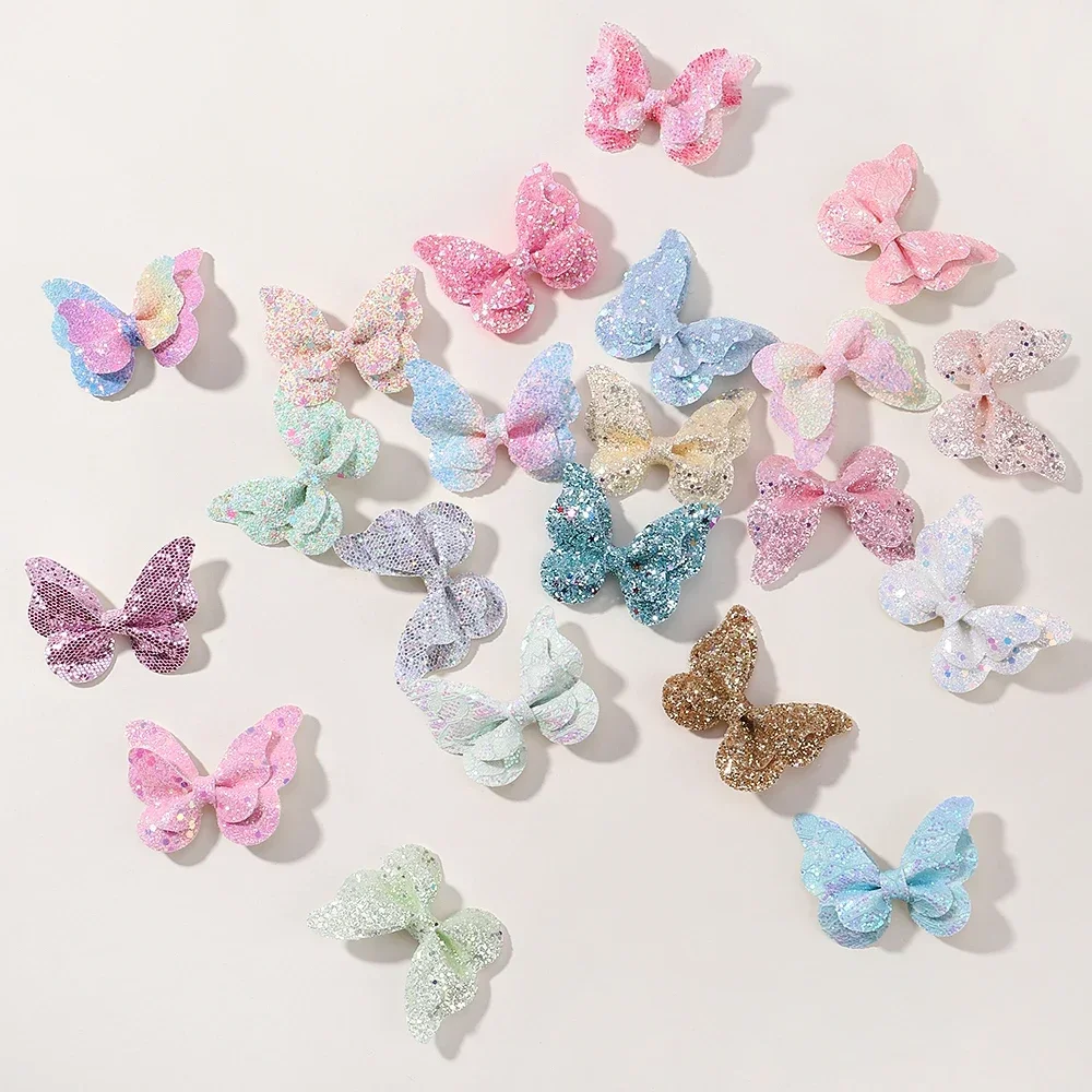 4Pcs Girls Cute Sequins Double Butterfly Hair Clip Bow Hairpins DIY Headwear Bow Decor Hairgrip Children Hair Accessories