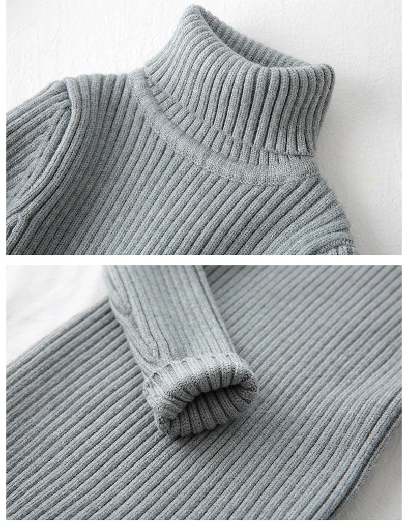 Baby Girls Winter Turtleneck Knitted Sweaters Clothes 2025 Autumn Children Boys Pullover Kids Knitwear