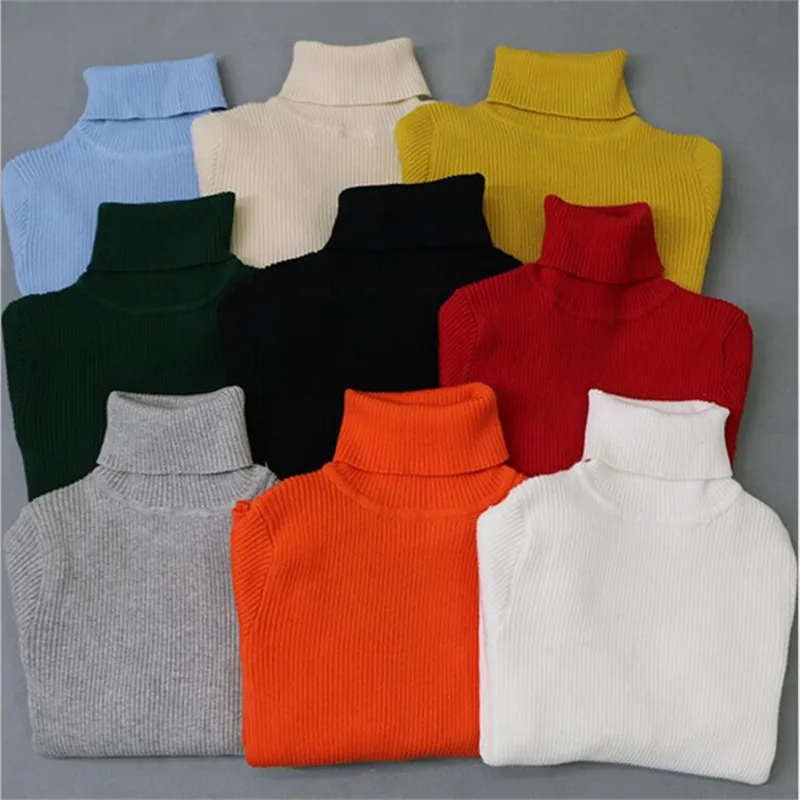 Baby Girls Winter Turtleneck Knitted Sweaters Clothes 2025 Autumn Children Boys Pullover Kids Knitwear