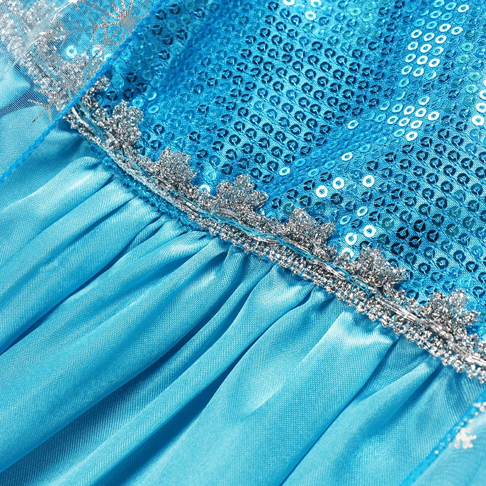 Elsa Dress Cosplay Princess Dress Light Blue Long Sleeve Sequin Children Dresses Carnival Party Evening Dress Dress For Girls