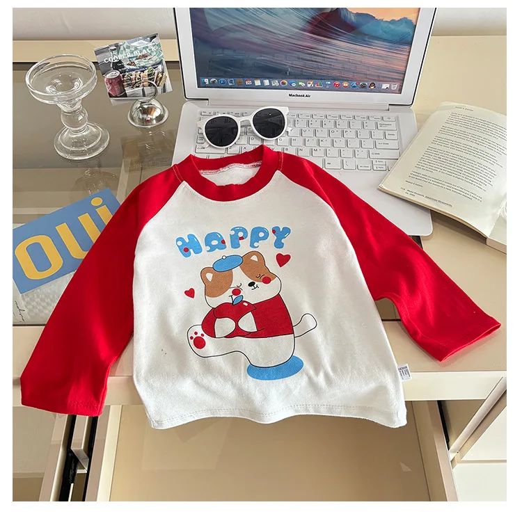 Children's Long Sleeve T-shirt Autumn Tops For Kids Cartoon Cute Children Tees Cotton Toddler Bottom Baby Outfits Clothing
