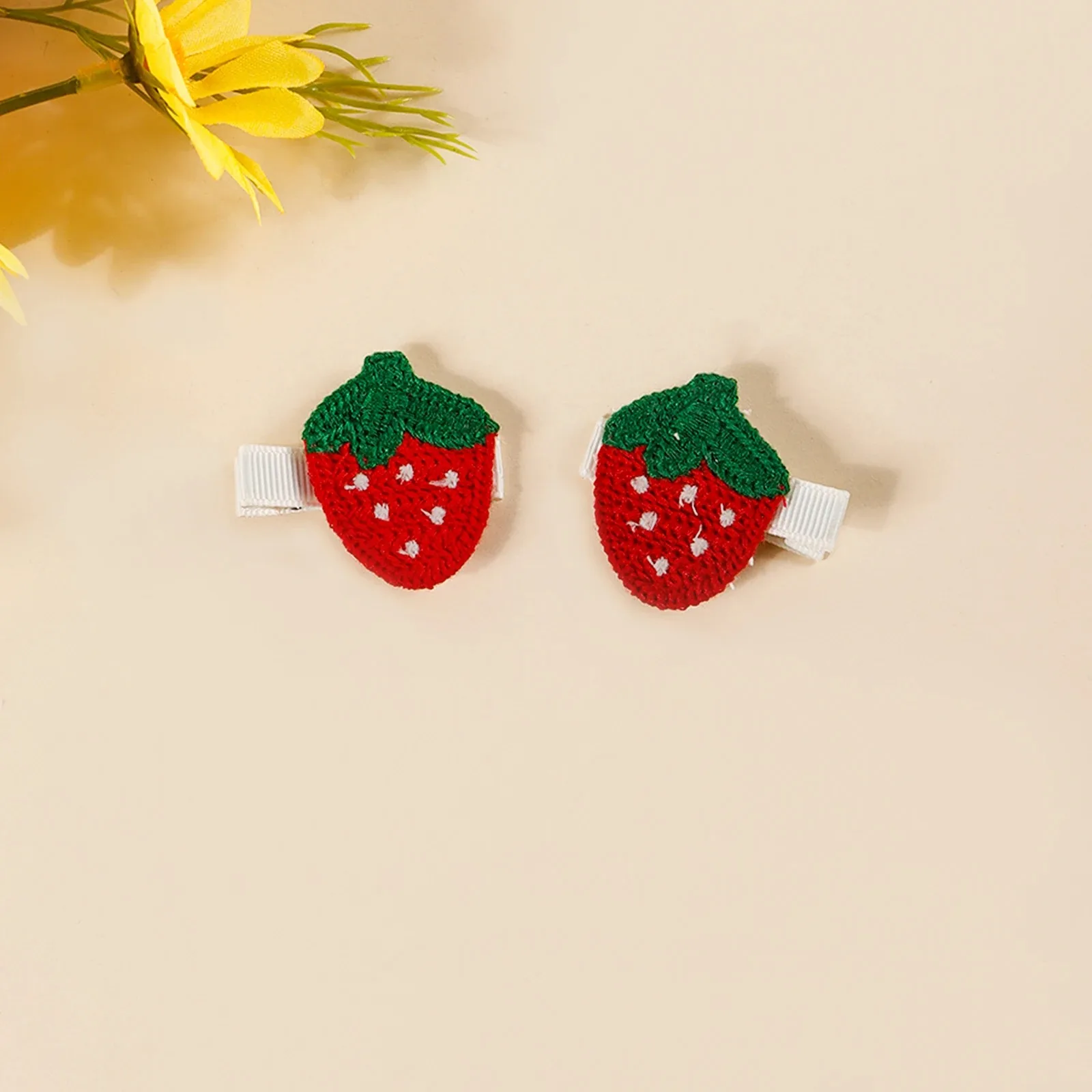 10Pcs Strawberry Cherry Sunflower Cloth Clip Baby Cute Combination Hairpin Children's Hair Accessories For Taking Photos Outside